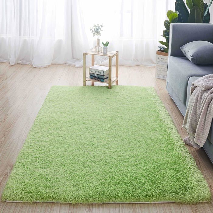 Tapis Chambre 170 X 190 Cm Antidérapant, Poils Longs Doux Et Confortable Tapis De Sol Grand Dessous Antidérapant, Décoration Intérieure Pour Salon Chambre Filles Enfants, Noir