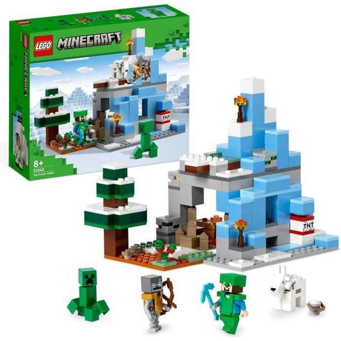 LEGO 21243 Minecraft Les Pics Gelés, Jouet Garçons et Filles 8 Ans, Cavernes des Montagnes, avec F. Reconditionné en excellent état