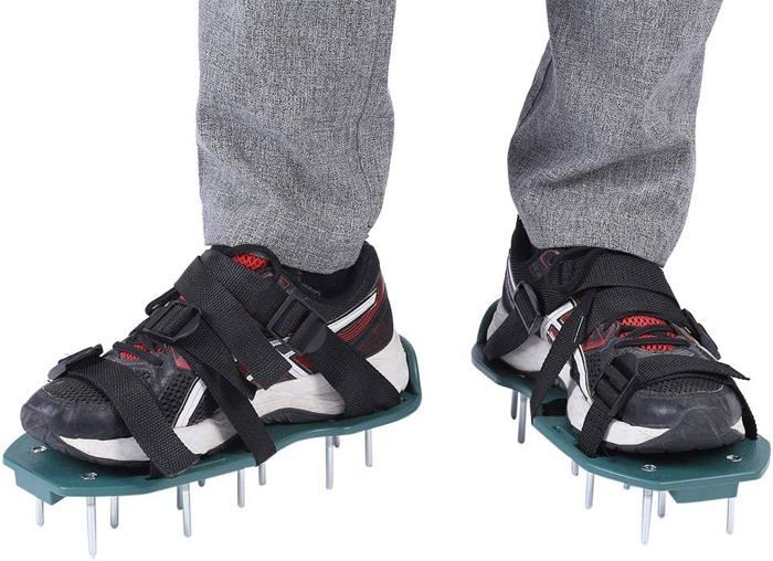 Chaussures Aérateurs De Pelouse - Semelles à Pointes, Avec 4 Sangles, Pour Aérer Le Gazon Et Améliorer Le Sol