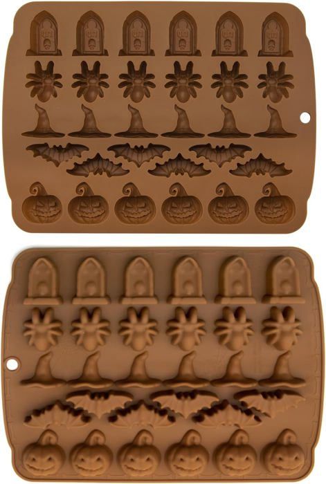 Lot De 2 Moules à Chocolat Halloween – Silicone 3D, Violet, 50 Ml, Neufs