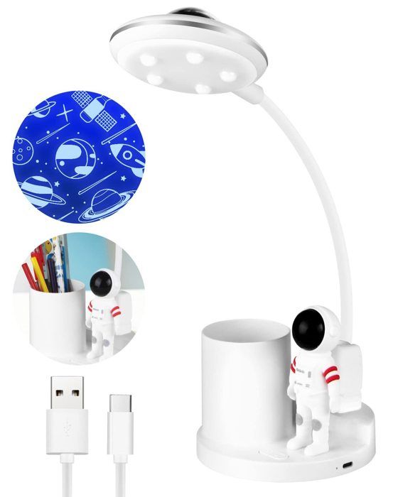 Lampe de Bureau LED Enfant Lampe de Table Sans Fil Dimmable avec Porte-stylo et Projection Lampe de Lecture Liseuse Rechargeable Lampe de Bureau LED Enfant Lampe de Table Sans Fil Dimmable avec Porte-stylo et Projection Lampe de Lecture Liseuse Rechargeable