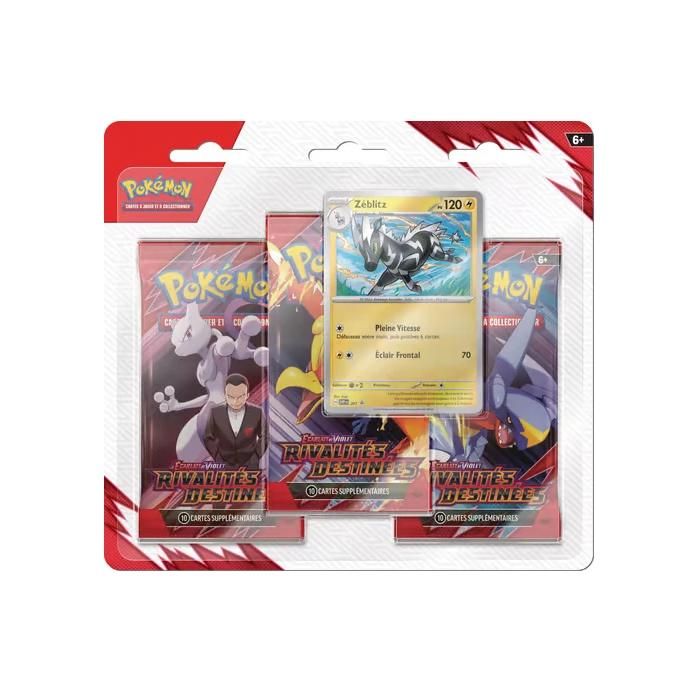 Pokémon - Pack 3 Boosters EV10 Écarlate et Violet Rivalités Destinées - Modèle Aléatoire Tripack