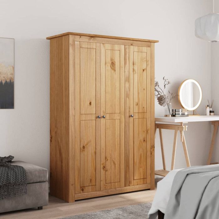 Garde robe à 3 portes 118x50x171 5 cm Pin Assortiment Panama