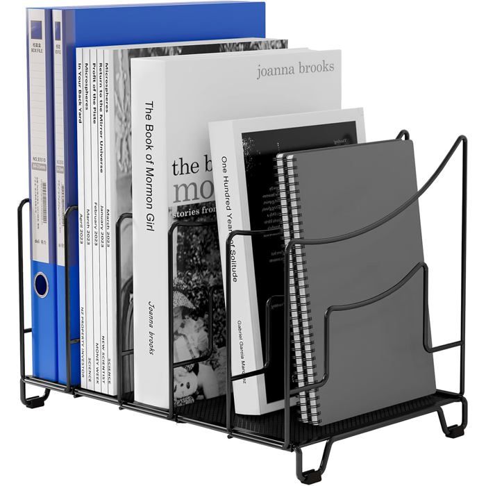 EasyPAG Organisateur Bureau 4 Compartiments Métal - Porte-Revue Vertical A4, Banette Rangement Documents Et Magazines, Blanc