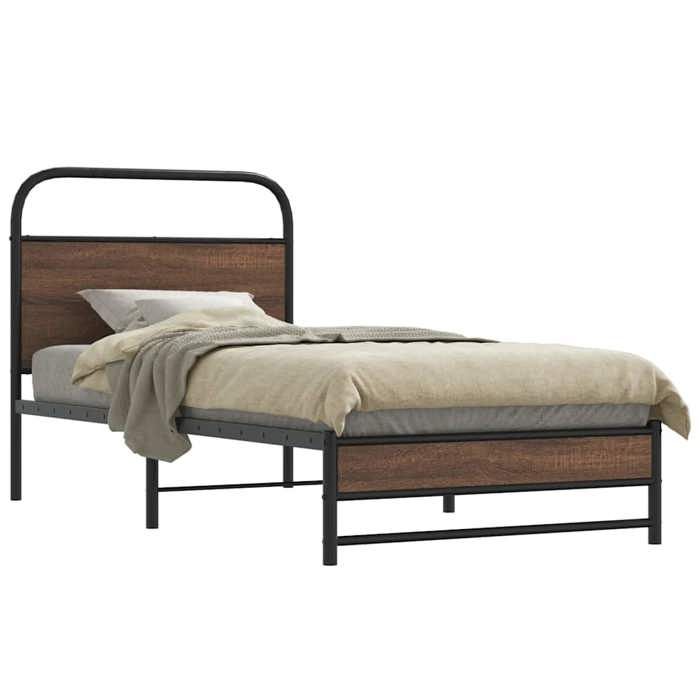 Lit simple Adulte Cadre de lit - SOLOMON - 90x200cm chêne marron bois ...