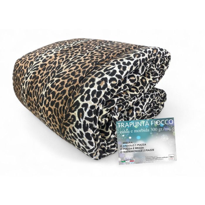 Couette léopard dhiver 300 gr/m² motif animal douce et chaude hypoallergénique et fabriquée en I 2 PLACES