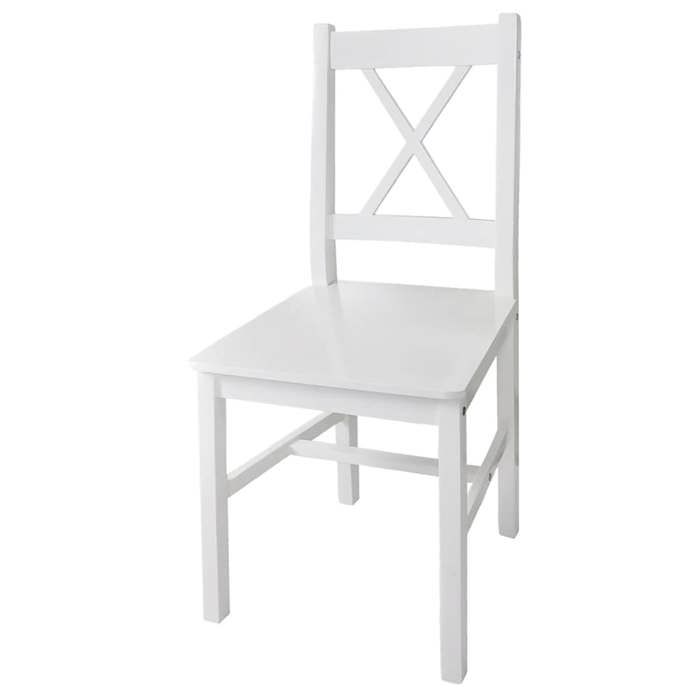 Blanc Lot de 4 Chaises à manger - style classique - blanc bois de pin Maximum 110 kg @EU6202219