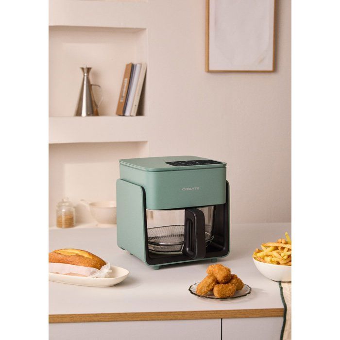 CREATE Air Fryer Studio Crystal - Friteuse &Agrave; Air En Verre 4,2 L Avec Cuiseur Vapeur En Option