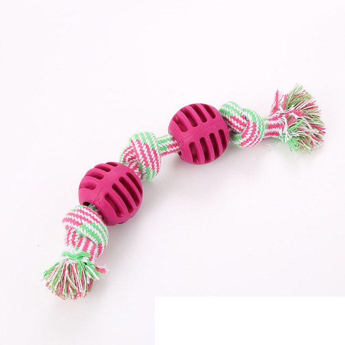 Comparer les prix de Corde en coton pour animaux de compagnie avec extrémités à double nœud et boules en TPR jouets durables pour chiens agressifs