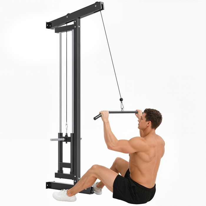 Appareil de musculation mural - SPORTNOW - poulie haute et basse - 2 poulies - en acier - 75 x 16 x 192 cm - noir