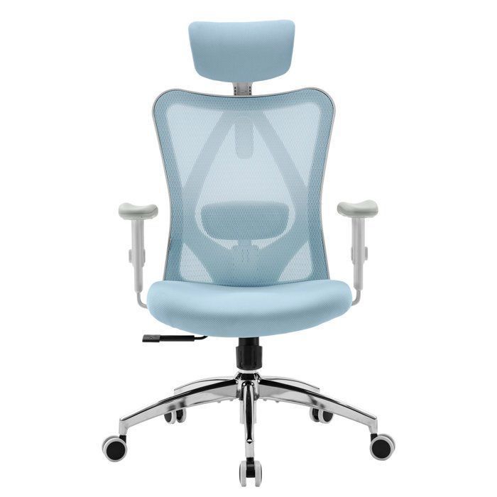 SIHOO M18 Chaise de Bureau ErgonomiqueSoutien LombaireAppui-tête&Accoudoirs RéglablesMaille RespiranteMax 150kgBleu