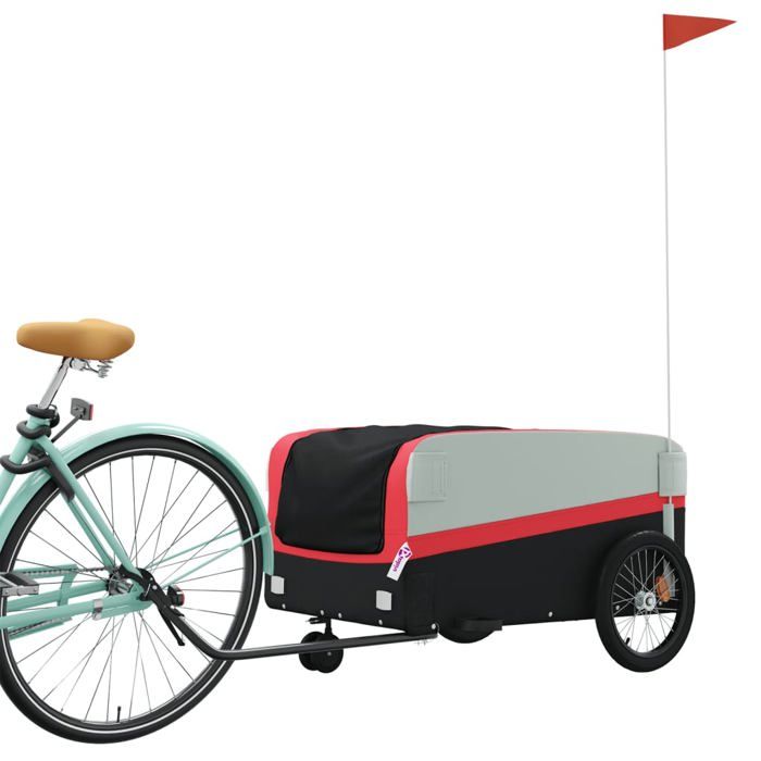 Remorque de vélo polyvalente - VIDAXL - CLOUD - Noir et rouge - 45 kg - 126x63x51 cm - 71x50x35 cm compartiment