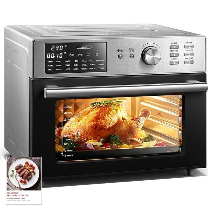 Mini four professionnel - Four a air 30L/18 Programmes / 30 230℃ Lumière intégrée Cavité et plateaux en acier inoxydable - Azmsary