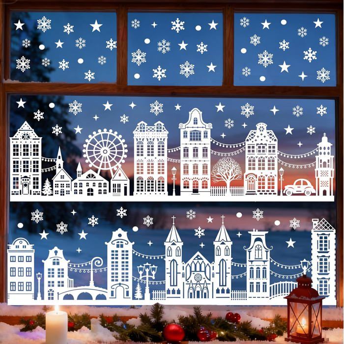 10 Feuilles Autocollants Noël Fenêtre - Stickers Père Noël Réutilisables, Amovibles Sans Trace, Décoration Intérieure - 6