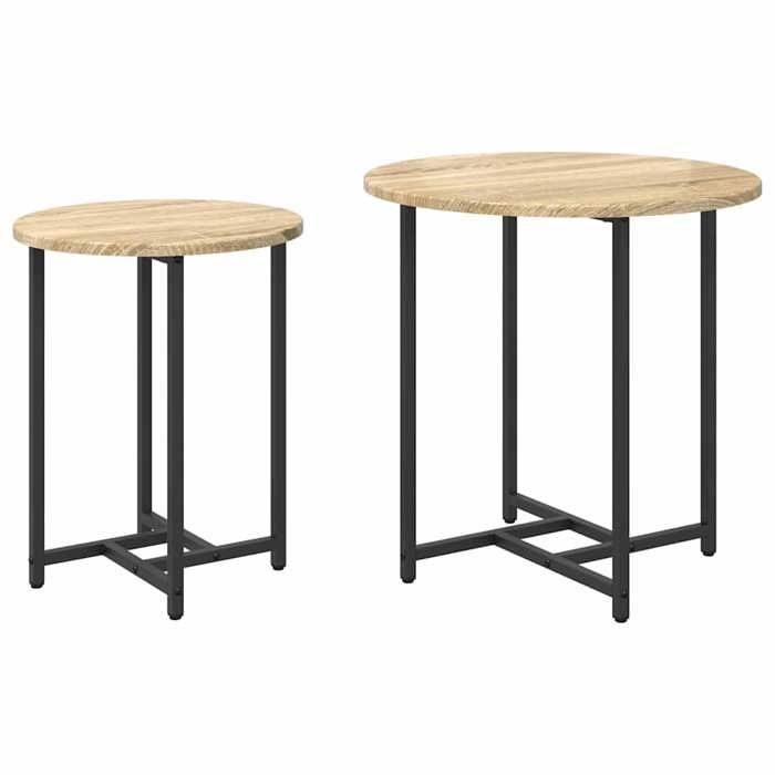 Ensemble de tables dappoint - vidaXL - Chêne Sonoma et noir - Bois dingénierie et métal - 50x50x50 cm - Finition mate