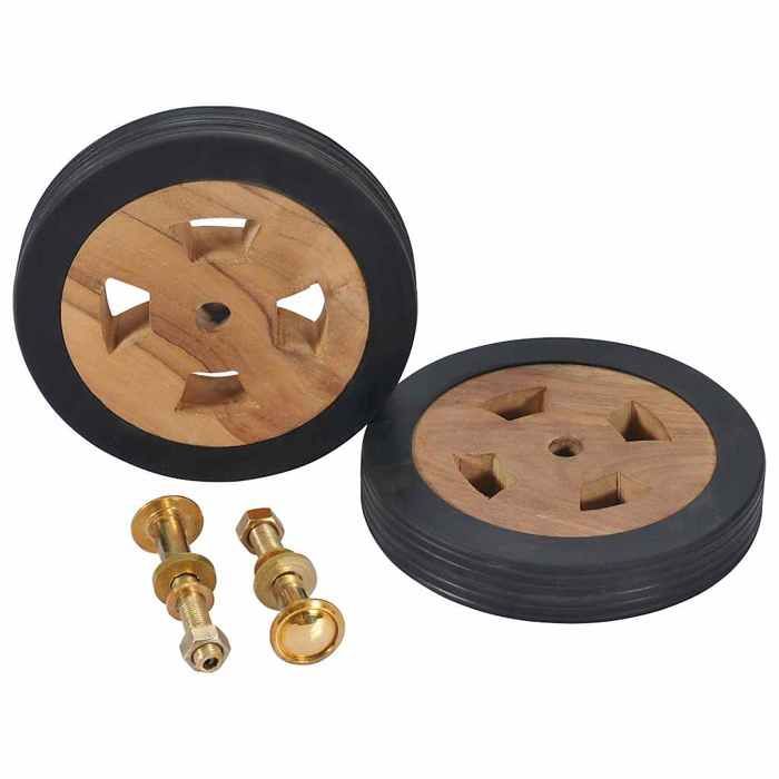 Roues de rechange pour transat - JILL - Bois de teck - Diamètre 16 cm - Épaisseur 3 cm - Lot de 2
