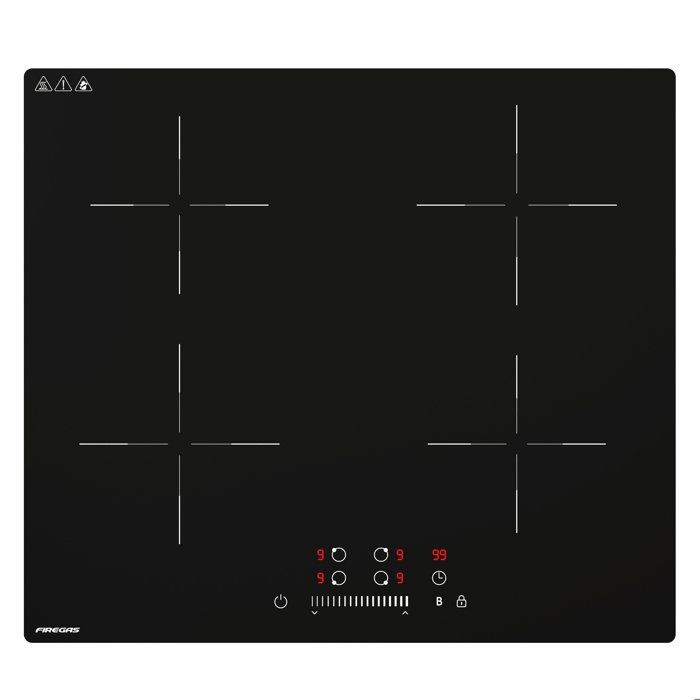 FIREGAS Plaque de cuisson &agrave; induction, 4 foyers, 7400 W, cuisson rapide et pr&eacute;cise, 59 cm