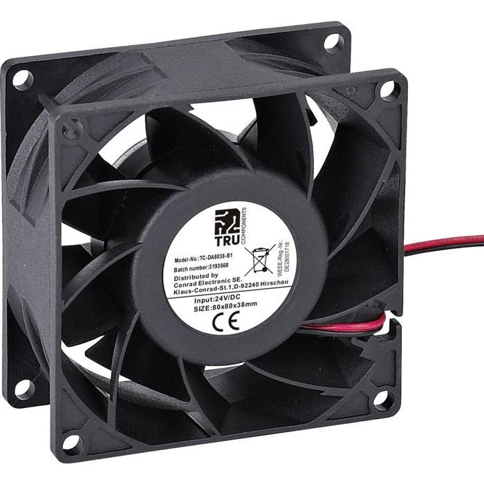 Ventilateur axial TRU Components 24 VDC 110 m³h 80x80x38 mm 57 dB - vue 2