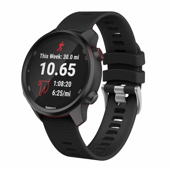 Bracelet pour montre connectée - ISABAKE - Universel 20mm - Silicone noir - Ajustable 15–22 cm - Boucle
