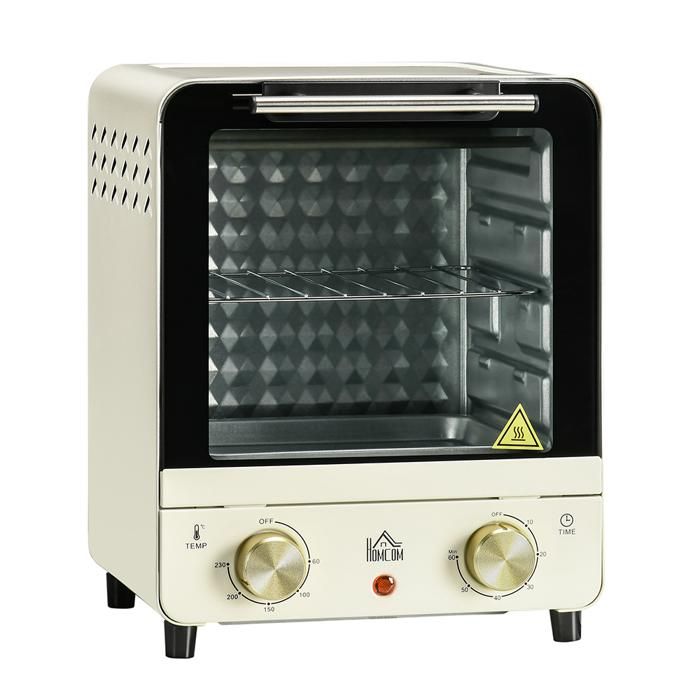 Mini-four électrique - IDEKO - 15L - Convection - 60-230 °C - Minuteur 60 mins - Crème - Ideko