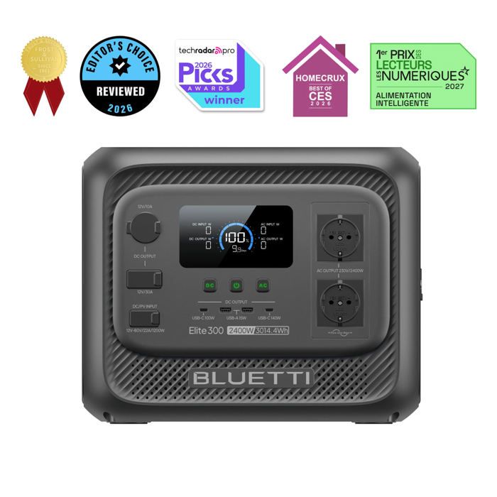 BLUETTI Elite 300 3014.4 Wh Station électrique portable 2400 W Générateur Solaire Pour Camping Voyage Panne de Courant