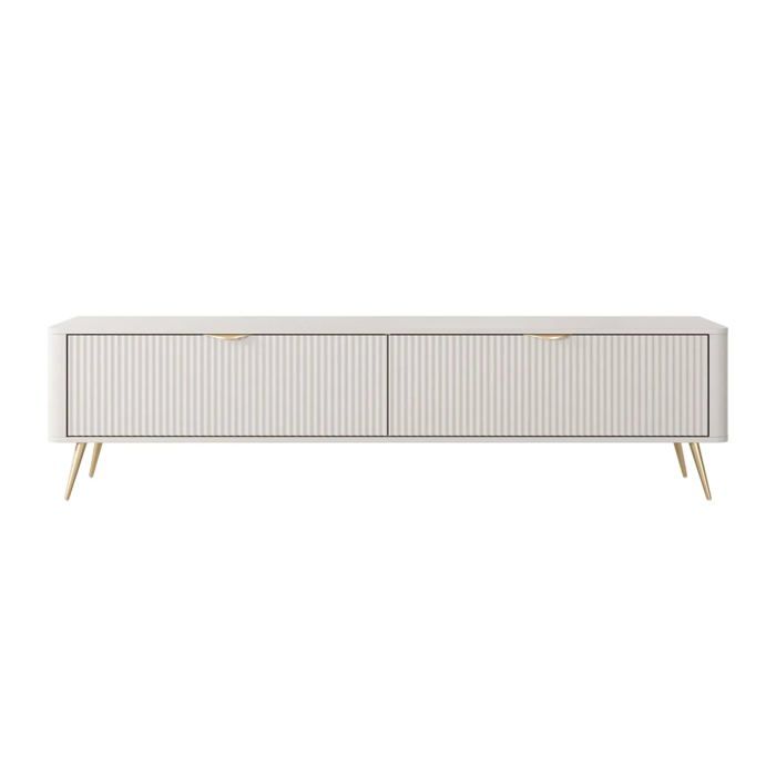 JOUDY - Meuble TV 200cmeffet rainuré - Beige JOUDY - Meuble TV 200cmeffet rainuré - Beige