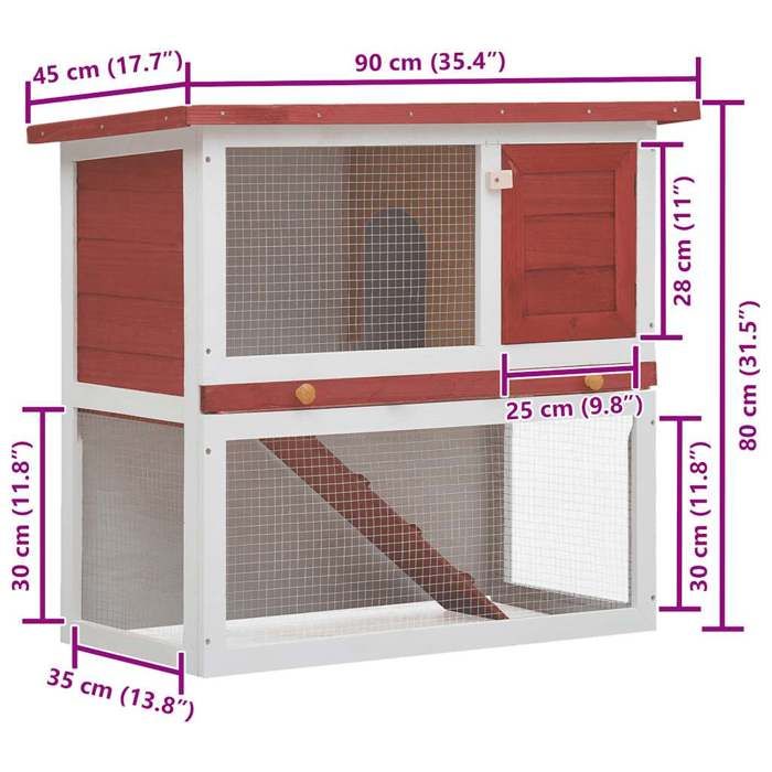 Solde 2026Poulailler pratique/parc à lapins Rouge - Clapier dextérieur 1 porte Rouge Bois 10.95 Kg 97999851