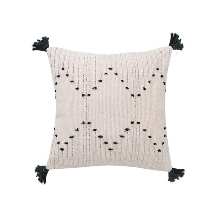 Housse de coussin bohème - Fonepro - 45x45 cm - Fermeture éclair invisible - Motif noir et blanc - Style bohème