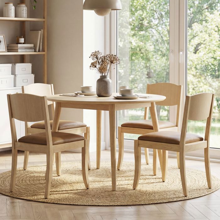 chairus Lot de 4 Chaise de Salle à Manger en Cuir PU Chaise de Cuisine en Bois Chaise à Manger Vintage sans Accoudoirs Marron
