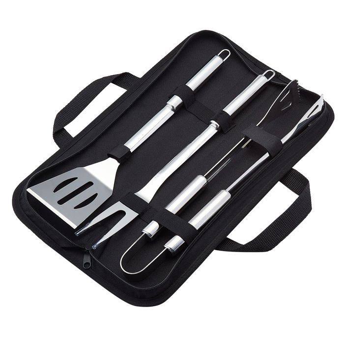 Ensemble dustensiles de barbecue (4 pièces) - SONGHUI - 4 pièces - Acier inoxydable - Résistant à la rouille - Housse de rangement