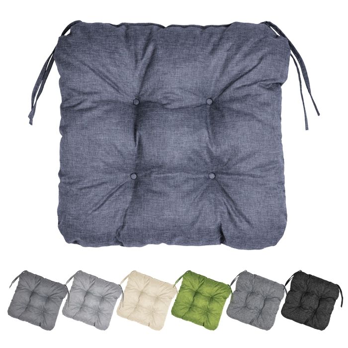 Garronda Coussin de Chaise Extérieur Imperméable 40x40 cm Carré Résistant UV avec Cordons GD-0221 Bleu marine