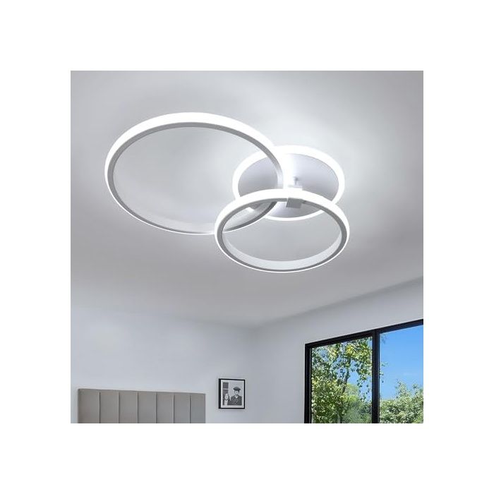 Plafonnier LED Moderne 42W 4700LM Luminaire Plafonnier LED Design Rond 6500K Lumière Blanche Froide Blanc 56 cm - 56 cm - AMPOULE