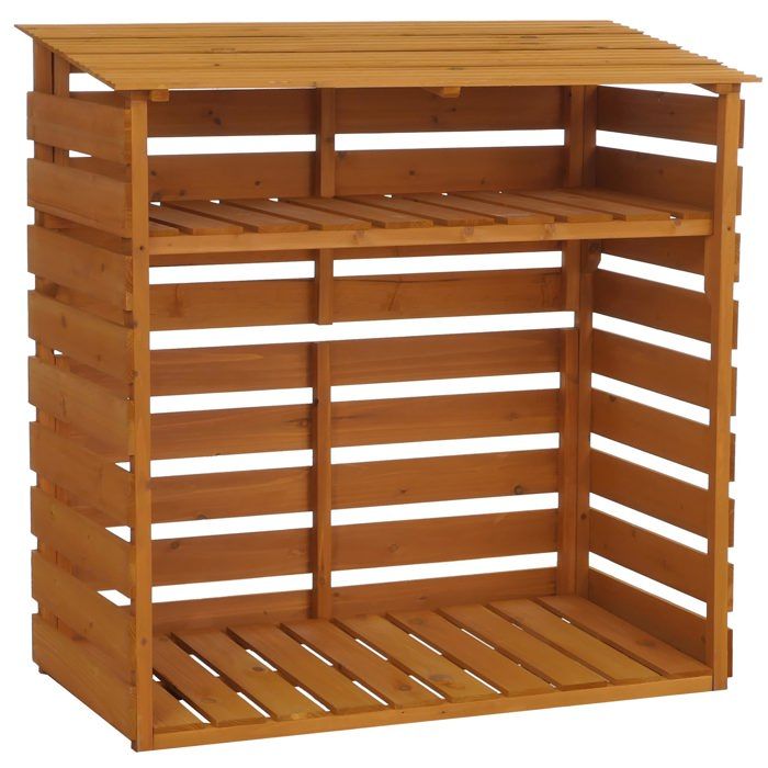 MCW Abri à bois MCW-Q16 étagère pour bois de chauffage abri à bois support pour bois de sapin MVG 121 x 122 x 61 cm ~ naturel