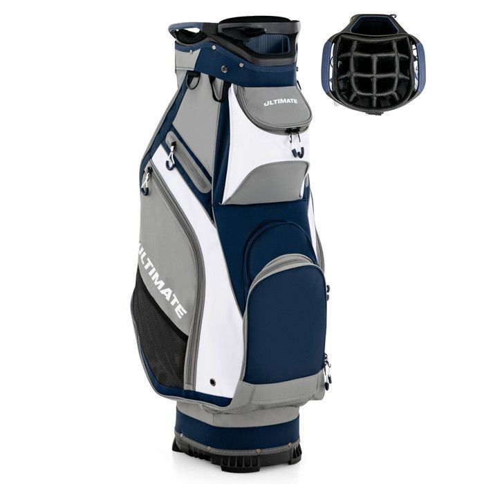 Sac trépied de golf 14 compartiments léger en polyester avec 7 poches zippées - Marine pour clubs entraînement et parcours