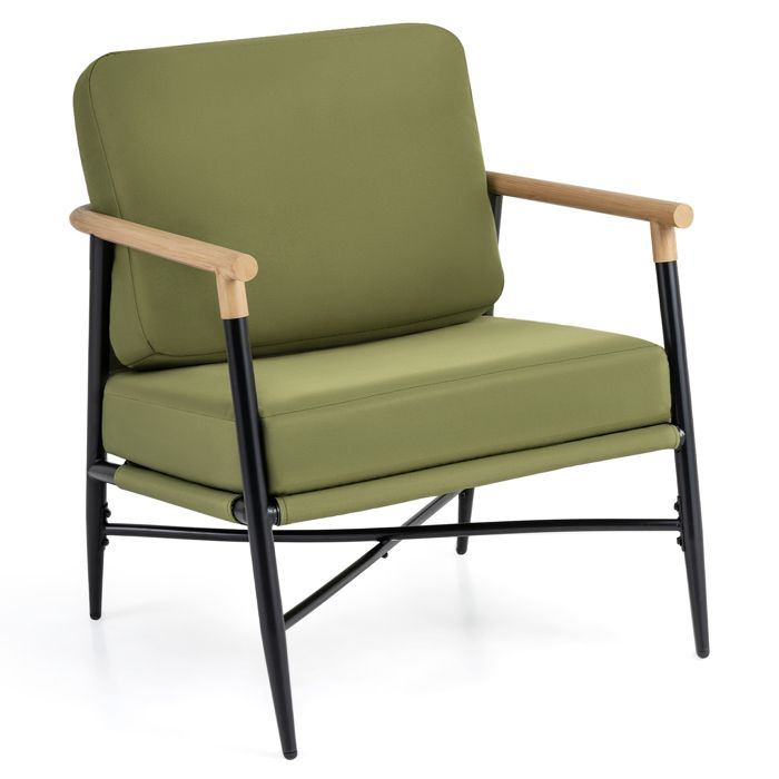 COSTWAY Fauteuil Lecture Ergonomique Tissu Polyester Vert Coussins Amovibles Charge 150kg Structure Métallique Stable COSTWAY Fauteuil Lecture Ergonomique Tissu Polyester Vert Coussins Amovibles Charge 150kg Structure Métallique Stable