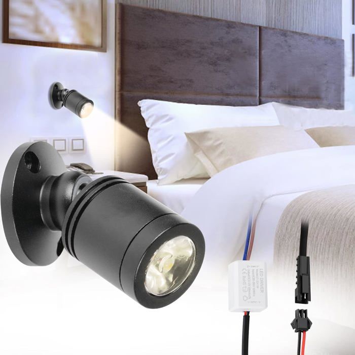 10 spots encastrés à LED mini spot LED 1W avec driver 85-265V [Classe énergétique A+] (Noir Lumière froide)