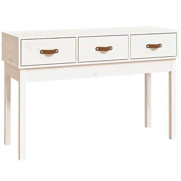 NEW Bout de Canapé MEUBLE dEntrée - UU - Table console - Blanc 114x40x75 cm Bois massif de pin FR_95322