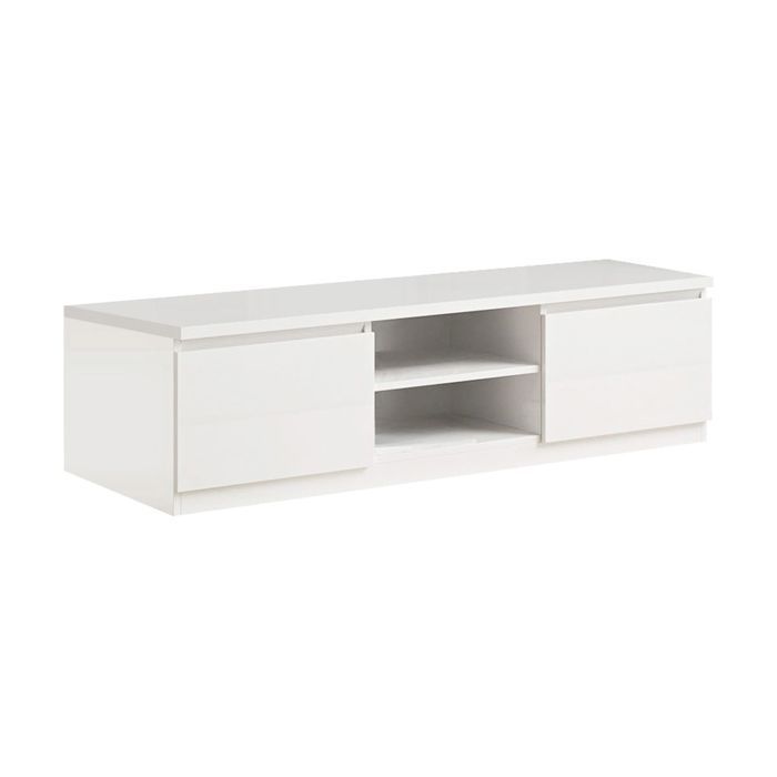 DEYTON - Meuble TV 2 Portes Laqué Blanc Brillant DEYTON - Meuble TV 2 Portes Laqué Blanc Brillant