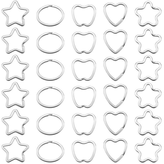 Lot De 110 Anneaux Fendus 25mm Avec Chaînes - Argenté, Pour Bijoux, Porte-clés, Artisanat DIY