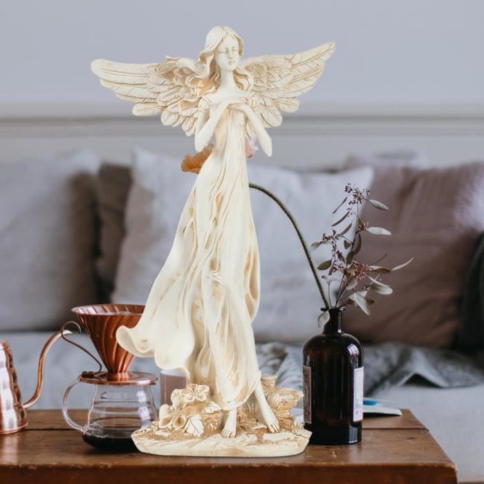 Ange Artisanat Resine Resine Figurines Statue Sculpture Decorations Maison Retro Blanc Achat Vente Statue Statuette Cdiscount