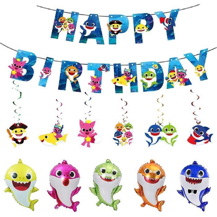 Décoration Anniversaire Requin 3 Ans - Ballons, Bannière, Rideau, Décors Gâteau | Kit Complet Fête Enfant