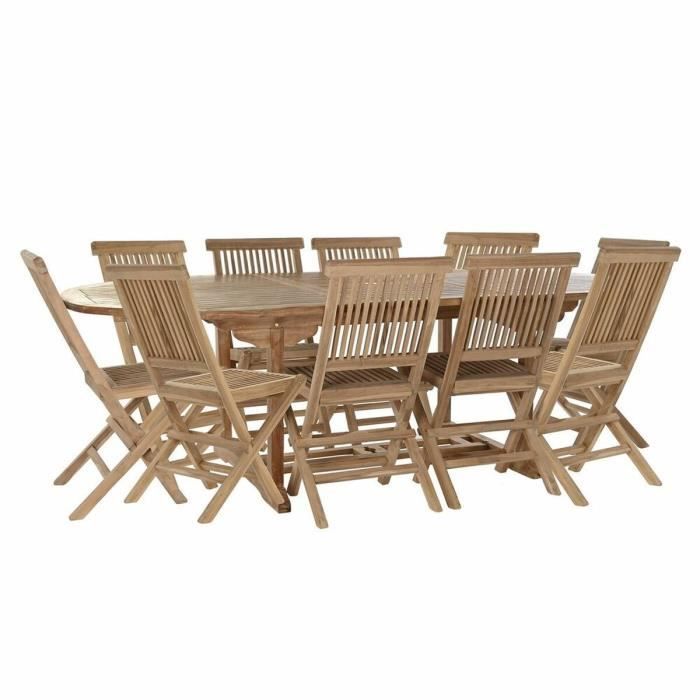Ensemble Table Chaises Teck 180 X 120 X 75 Cm Cdiscount Jardin