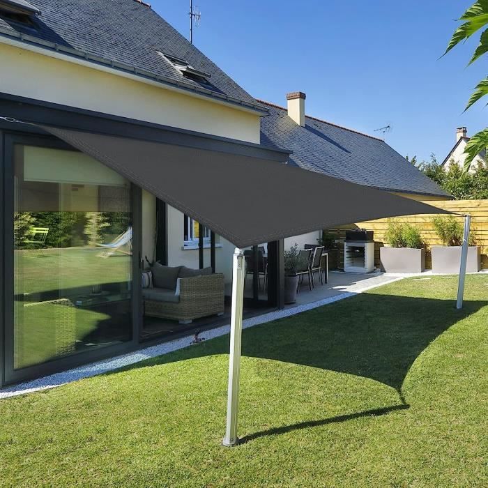 Voile D'Ombrage Auvent 1x1.8m Imperméable - Protection UV Jardin Terrasse Balcon Gris Foncé