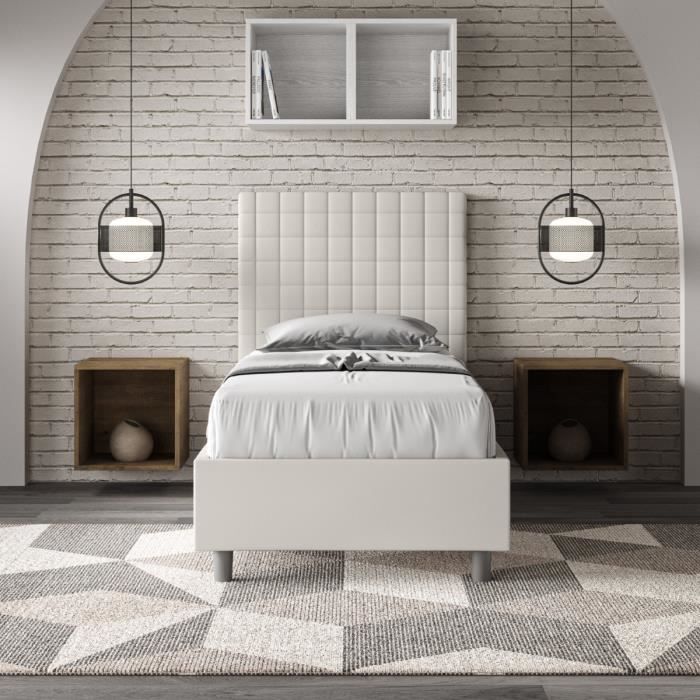 Lit coffre 1 place - Sunny - Modèle Sunny - 80x200 cm - Sommier relevable - Blanc moderne Lit coffre 1 place - Sunny - Modèle Sunny - 80x200 cm - Sommier relevable - Blanc moderne