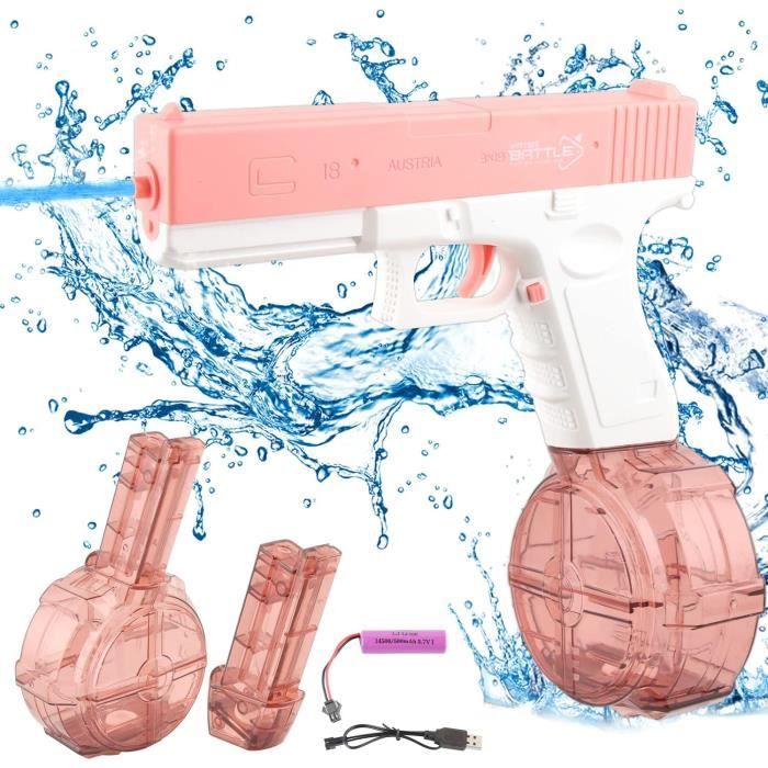 Pistolet à Eau électrique YOOHBERRYS – Aspiration Automatique, Portée 10-13 M, Pour Piscine, Plage, été – Rose, Sûr Pour Enfants Et Adultes