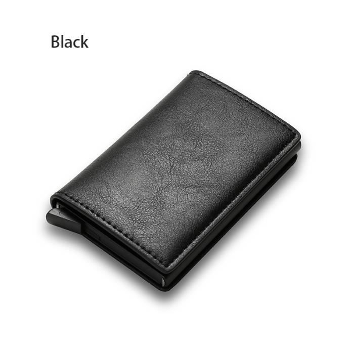 Porte-Cartes De Crédit AFCJLTO - Cuir PU Ultra-Mince 0.4cm - Protection RFID - Noir Unisexe