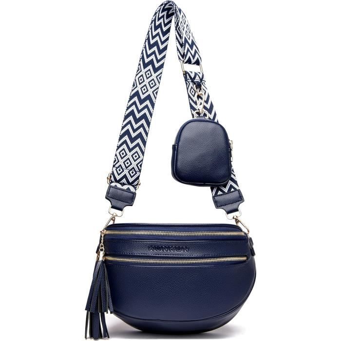 Banane Femme Bleu 5Cm Large Sangle Sac A Bandouliere Pour Femme Petit Sac Banane En Cuir Vegetalien Sac Bandoulieres Avec Po u5338 Blue Cdiscount Bagagerie Maroquinerie