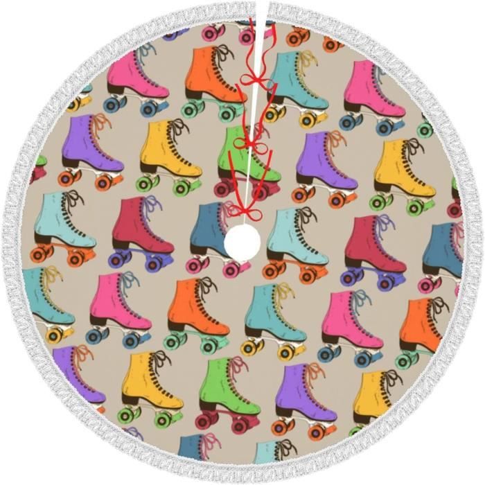 Tapis De Sol Rond Pour Sapin De Noël | Réversible Rouge/vert | Imperméable En Polyester | Diamètre Environ 76 Cm