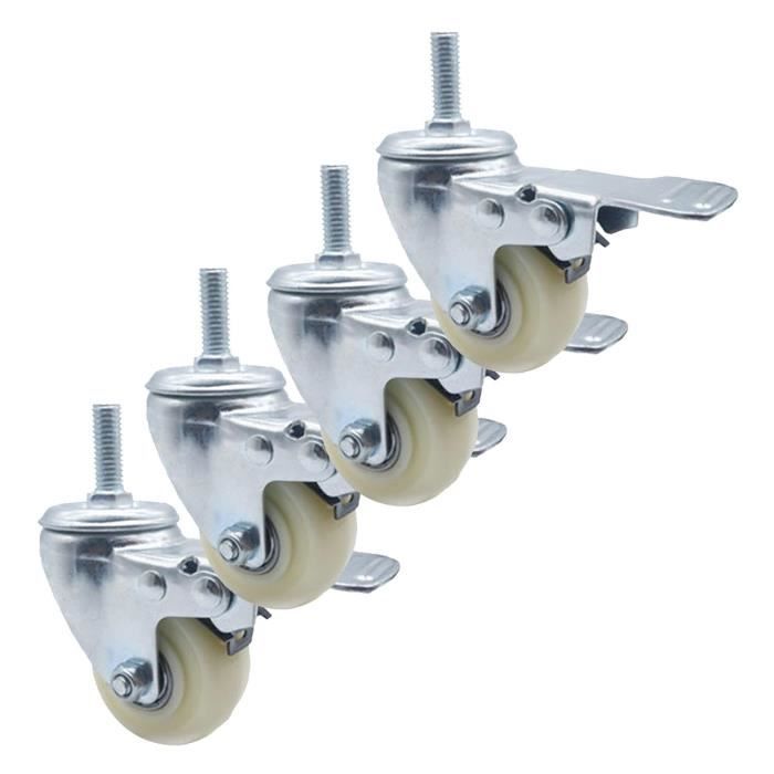 Roulettes Freinées CPROSP - 4 Roues Caoutchouc Souple Pour Meubles