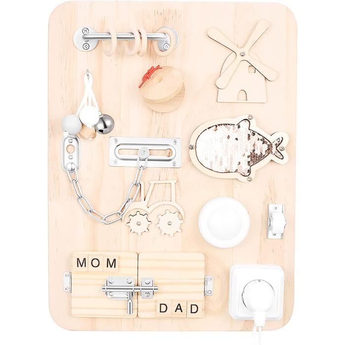 Wooden Busy Board – Tableau D’activités Montessori En Bois, Jouet Sensoriel Motricité Fine Pour Bébé